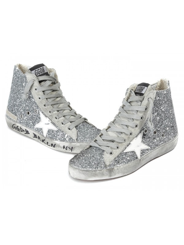 Golden Goose Mens Red Silver Glitter Sneakers – Golden Goose Shoes ...